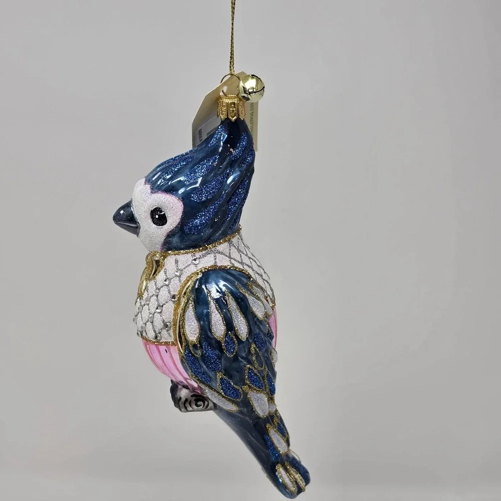 NIB JingleNog Marion Blue Bird Ornament #80689 Hand Blown & Painted in Poland